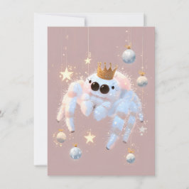 Cartão De Festividades Cute Jumping Spider Pink Christmas Cards