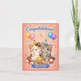 Cartão De Festividades Cute Kawaii Cat Congratulations Card Party Kitten