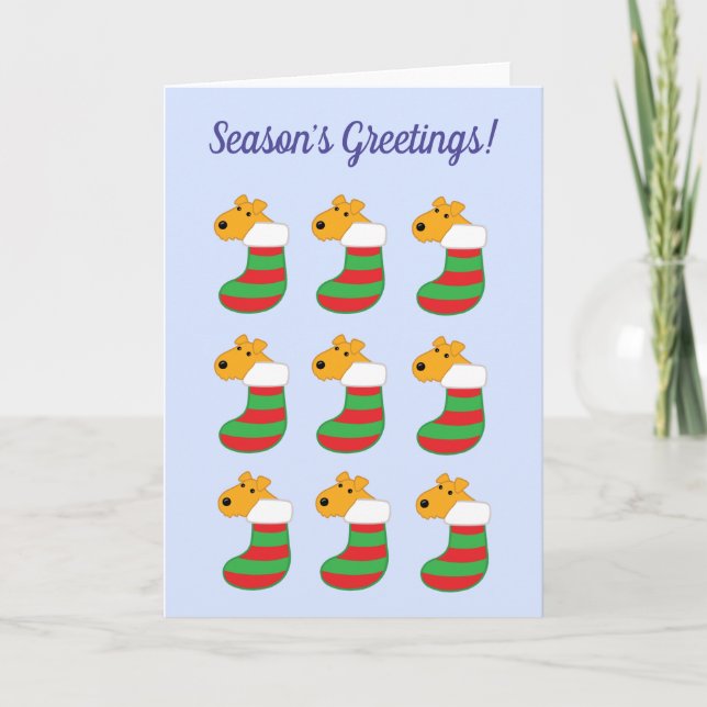 Cartão De Festividades Cute Kawaii Dogs in Christmas Stockings Card (Frente)