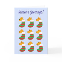 Cute Kawaii Dogs in Christmas Stockings Card