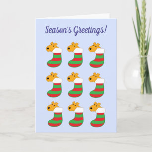 Cartão De Festividades Cute Kawaii Dogs in Christmas Stockings Card