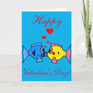 Cartão De Festividades Cute Kissing Fish Valentine's Day Card