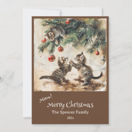Cartão De Festividades Cute Kittens on Christmas Tree