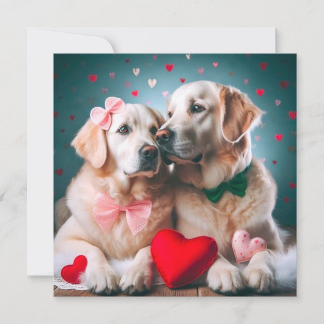 Cartão De Festividades Cute labrador couple valentine's day (Frente)