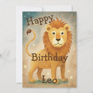 Cartão De Festividades Cute Leo Zodiac - Sinal de Aniversário