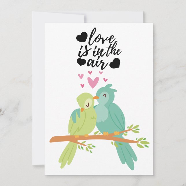 Cartão De Festividades Cute little birds love card for Valentine's Day (Frente)