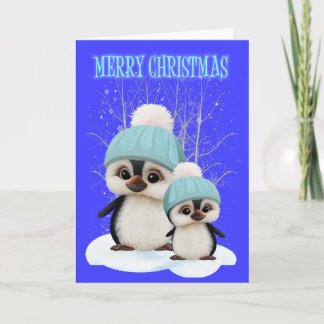 Cartão De Festividades Cute Little Boy Christmas Penguins