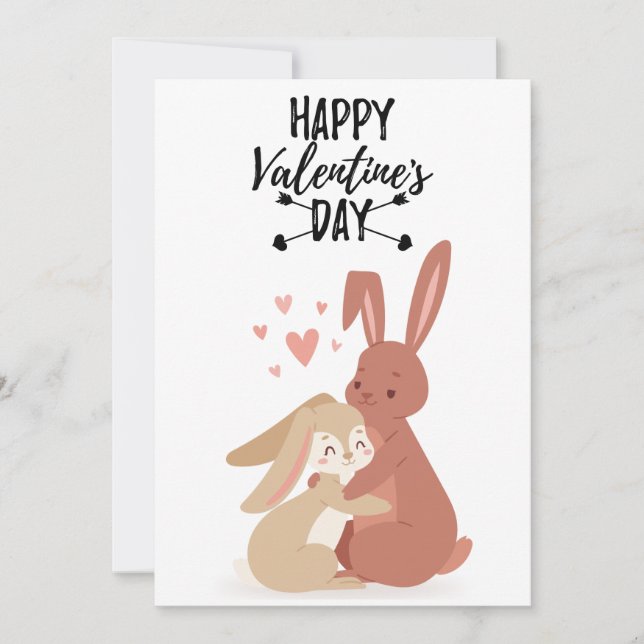 Cartão De Festividades Cute little bunny love card for Valentine's Day (Frente)