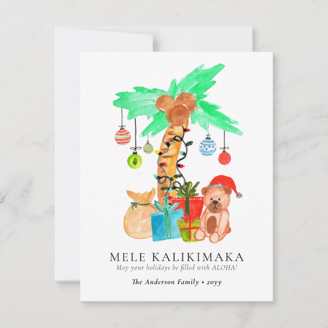 Cartão De Festividades Cute Mele Kalikimaka Tropical Hawaiian Christmas (Frente)
