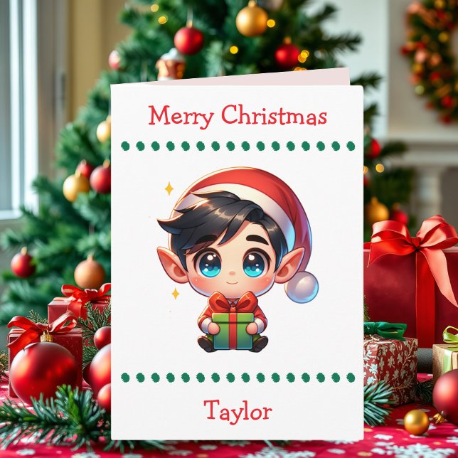 Cartão De Festividades Cute Merry Christmas Child's | Word Search Inside (Criador carregado)