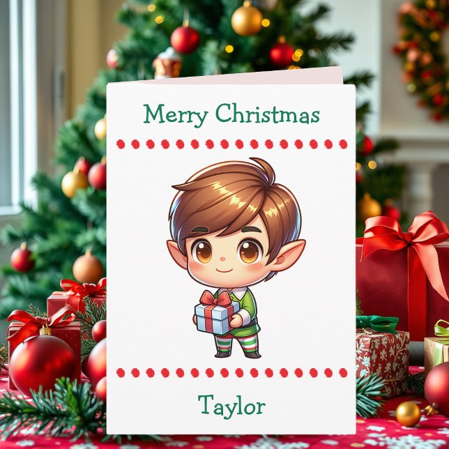 Cartão De Festividades Cute Merry Christmas Child's | Word Search Inside (Criador carregado)