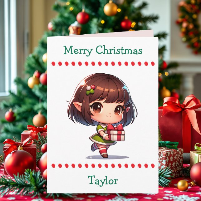 Cartão De Festividades Cute Merry Christmas Child's | Word Search Inside (Criador carregado)