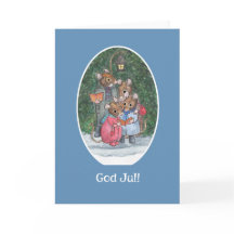 Cute Mice Carol Singers Norwegian Greeting