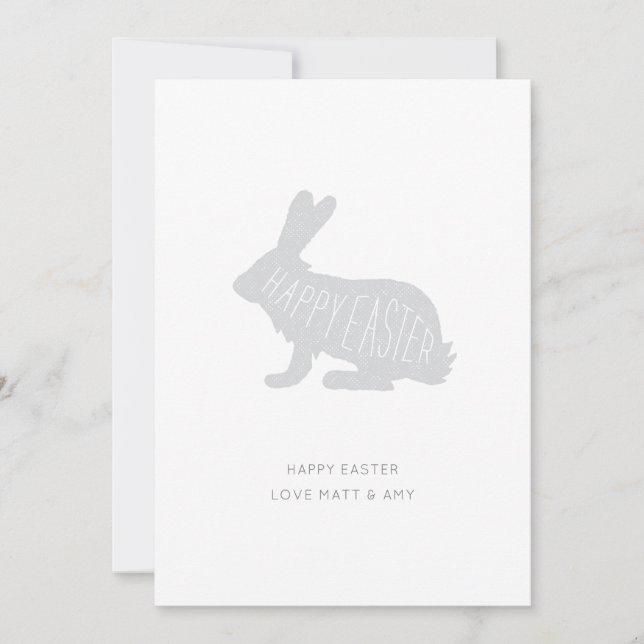 Cartão De Festividades Cute Minimal Gray Happy Easter Bunny Easter Card (Frente)