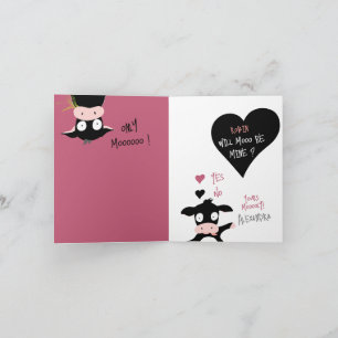 Cartão De Festividades Cute Mooo Será Meu? Vaca Amor + Namorados
