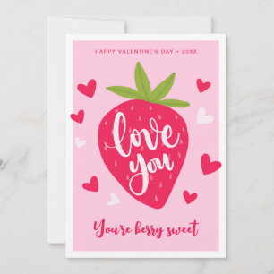 Cartão De Festividades Cute Morango Amor Berry Corações Doces Dia dos Nam
