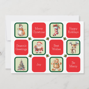 Cartão De Festividades Cute Natal e Votos de Feriado em Quadrados