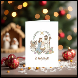 Cartão De Festividades Cute Nativity “O Holy Night” Christmas Christian