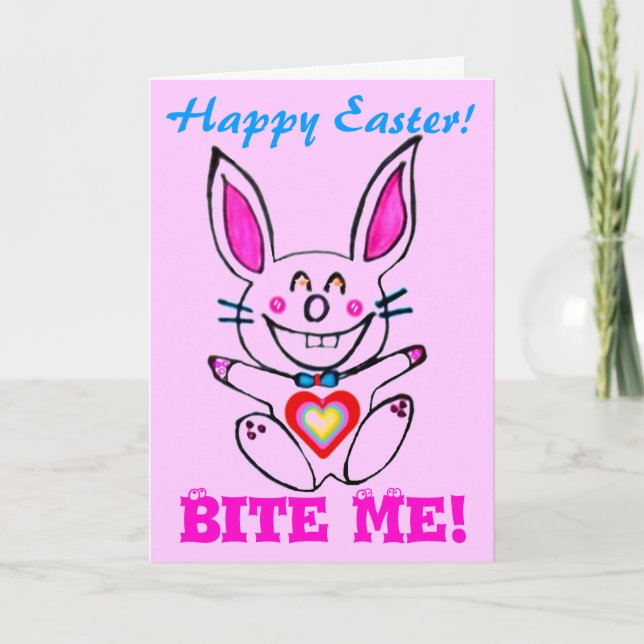 Cartão De Festividades ♫ ☆ ♥ Çütê Naughn Bunny HappyEaster Card ๑ ì☆  (Frente)