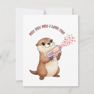 Cartão De Festividades Cute Otter Valentine’s Day Card Funny Love