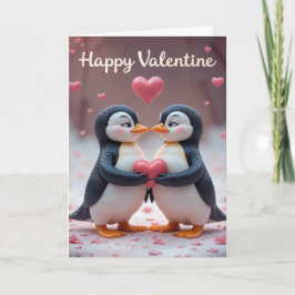 Cartão De Festividades Cute Penguin Valentine Adorable Couple Love