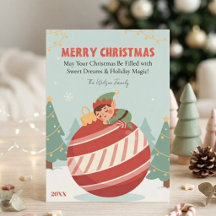 Cute Personalizado Feliz Natal Elfo Não Foto
