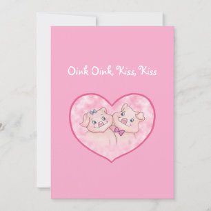 Cartão De Festividades Cute Pigs in Heart Valentine's day Card
