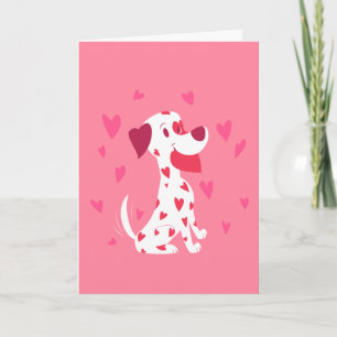 Cartão De Festividades Cute Pink Hearts Valentine Dalmatian