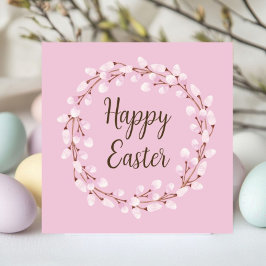 Cartão De Festividades Cute Pink Pussy Willow Happy Easter
