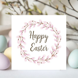 Cartão De Festividades Cute Pink Pussy Willow Happy Easter