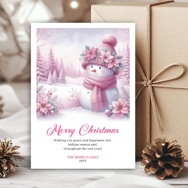 Cartão De Festividades Cute Pink Snowman Kids Download Christmas Greeting (Cute Pink Snowman Kids Download Christmas Greeting Card

)