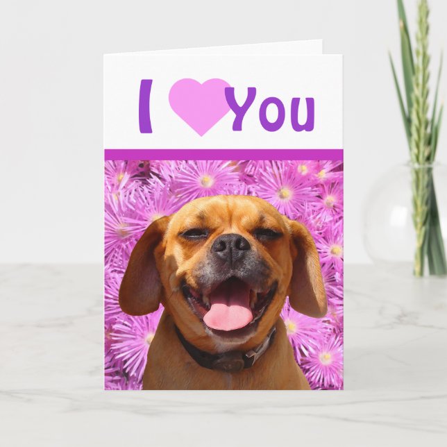 Cartão De Festividades Cute Puggle Valentine (Frente)