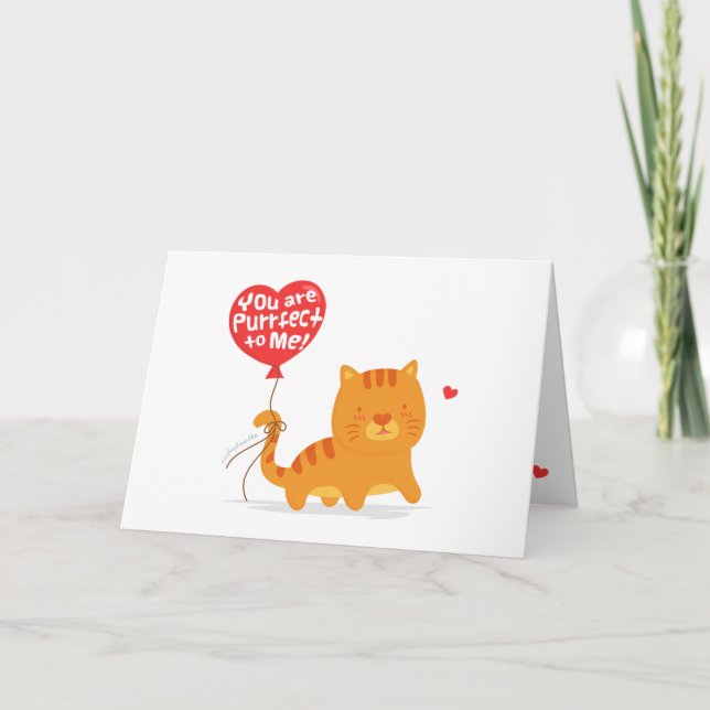 Cartão De Festividades Cute Pun Love Humor Kitty Cat Cartoon (Frente)