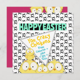 Cartão De Festividades Cute Quirky "Felz pascoa You Crazy Chickens" |