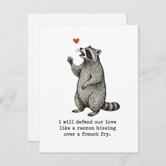 Cartão De Festividades Cute Raccoon Valentine Card Funny Love for Couple
