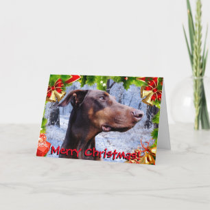 Cartão De Festividades Cute red doberman Christmas card