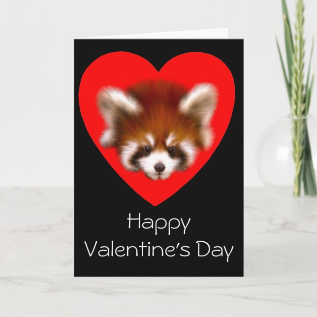 Cartão De Festividades Cute Red Panda Valentine's Day Card (Frente)