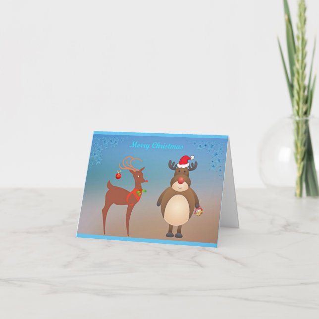 Cartão De Festividades Cute Reindeer Bring Christmas Greetings Card (Frente)