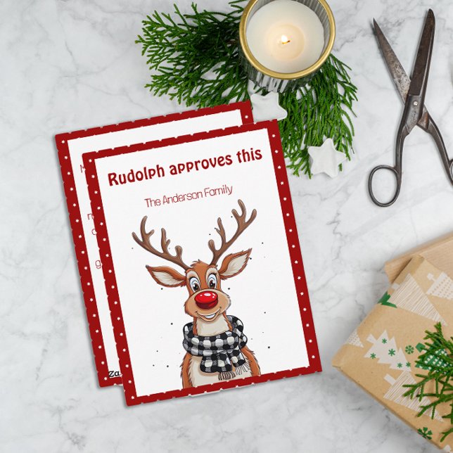 Cartão De Festividades Cute reindeer christmas wish red retro Postcard (Criador carregado)
