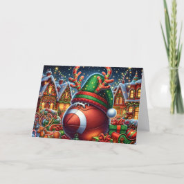 Cartão De Festividades Cute Reindeer Football Christmas