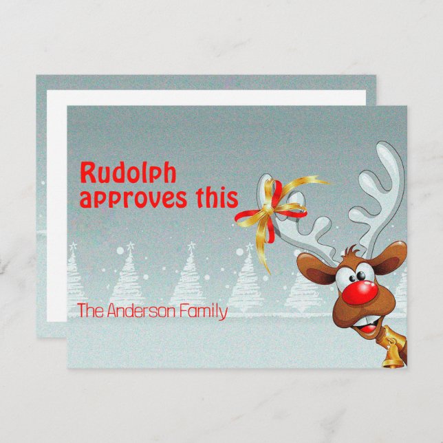 Cartão De Festividades Cute reindeer Rudolph christmas wishes Postcard (Frente/Verso)