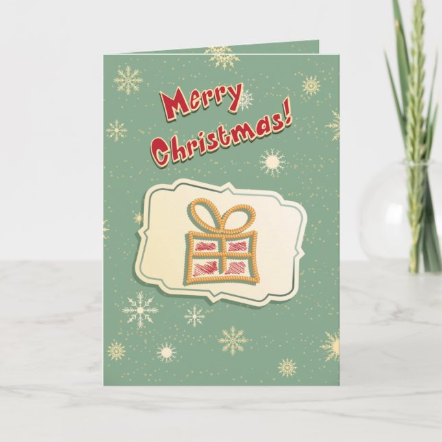 Cartão De Festividades Cute Retro Christmas Card (Frente)