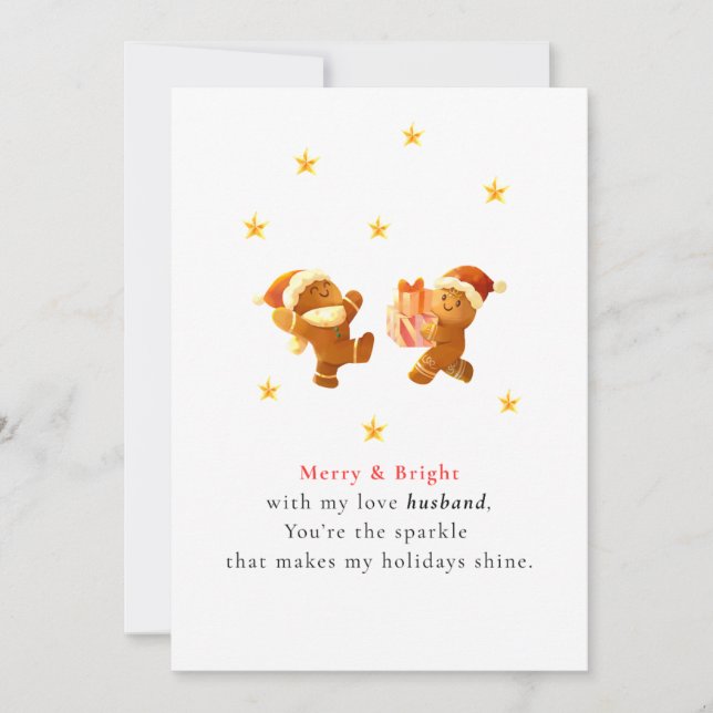 Cartão De Festividades Cute Romantic Husband Christmas Card (Frente)