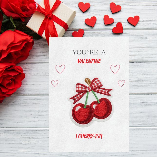 Cartão De Festividades Cute Romantic Retro Cherry Valentine’s Day Card (Criador carregado)