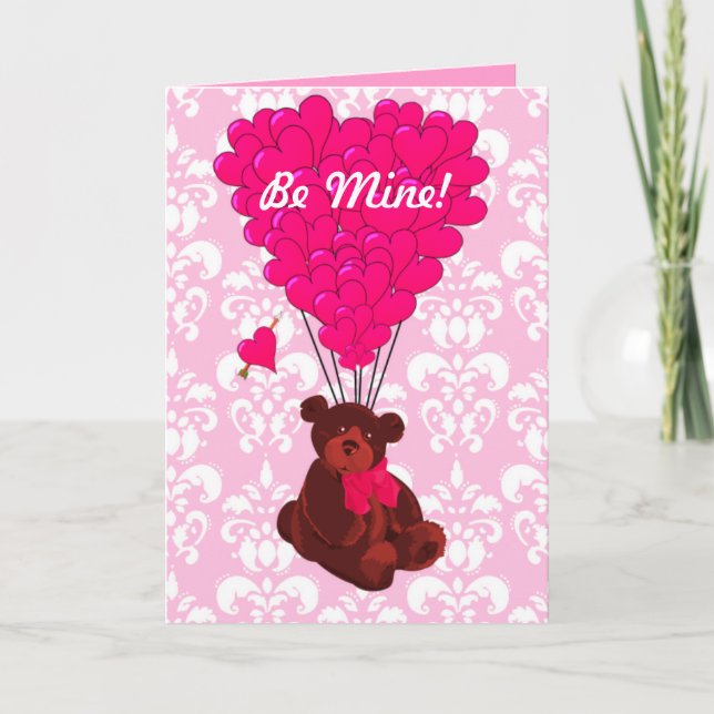 Cartão De Festividades Cute romantic  teddy bear valentines day (Frente)