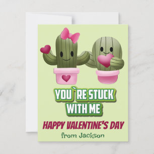 Cartão De Festividades Cute Rosa Verde Cactus Crianças Classe Dia dos Nam