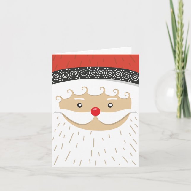 Cartão De Festividades Cute Santa Claus Face Christmas Card (Frente)