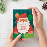 Cartão De Festividades Cute Santa Claus | Feliz Natal Saudação Familiar<br><div class="desc">Mande alegria festiva com este adorável cartão de Natal Feliz, com uma ilustração alegre do Papai Noel. Perfeito para famílias que querem um cartão de feriado personalizado que combina charme e tradição. Personalize com seu nome de família e ano para uma cuidadosa manutenção que se destaca entre as cartas de...</div>
