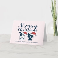Cute Santa Dog and Cat Illustration Christmas