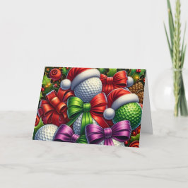 Cartão De Festividades Cute Santa Golf Balls Christmas Holiday Card